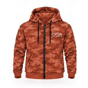 Rust Orange <b>Camo</b> Tracksuit Unisex Hooded <b>Jacket</b> Jogger Pants Set Custom Camouflage Casual Streetwear Sports Training Outfit - Product Image 1
