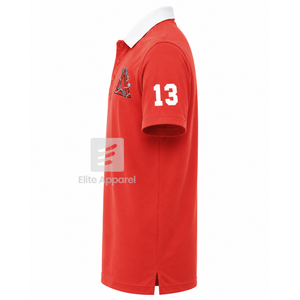 Camiseta Polo Transpirable Personalizada de la Hermandad Delta Sigma Theta con Logotipo Bordado en la Parte Delantera, Roja y Blanca, Casual, de Manga Corta para Mujer - Product Image 4
