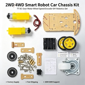 Kit Châssis de Voiture Robot Intelligente 2WD 4WD avec Moteur à Engrenages CC TT, Encodeur de Vitesse de Roue, Plateforme d'Apprentissage Éducatif STEM pour Robotique DIY - Product Image 1