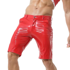 Red Premium Quality Bulk Quantity Men Leather <b>Shorts</b> Cheap Price Mid Waist Bermuda Style Formal Breathable Hot <b>Shorts</b> - Product Image 4