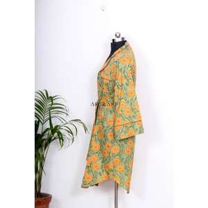 เดรสยาวผ้าฝ้ายพิมพ์ลายดอกไม้สไตล์วินเทจ เป็นมิตรกับสิ่งแวดล้อม สไตล์ฮิปฮอป ลายพิมพ์ใหม่ เสื้อเชิ้ตคอวีติดกระดุม ปรับได้ - Product Image 6