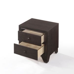 Comodino in Legno Stile Casual per Camera da Letto, 1 Pezzo, Finitura Espresso, 2 Cassetti - Product Image 4