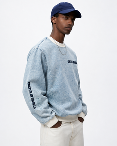 เสื้อสเวตเชิ้ตคอวีทรงโอเวอร์ไซส์สำหรับผู้ชาย ONETEN APPARELS สีฟ้าอ่อน ผ้าถัก สวมใส่สบาย เหมาะสำหรับฤดูหนาว น้ำหนัก 370 กรัม พิมพ์ลายด้านหน้าด้วยเทคนิคซิลค์สกรีน - Product Image 5