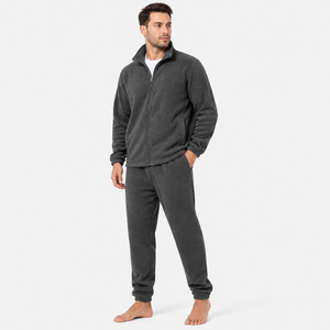 <b>Zip</b>-<b>up</b> fleece suit premium soft thermal fabric comfortable fit for winter outdoor wear stylish durable cozy man tracksuit - Product Image 1