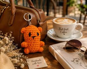 Top Selling Handmade Crochet Teddy Bear Keychain Soft Cotton Yarn <b>Cute</b> Bag Charm <b>Purse</b> Pendant Gift for Women for Sale - Product Image 1