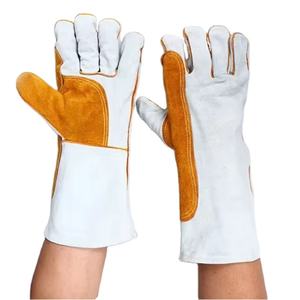 Guantes de Trabajo de Cuero de Vaca de Manga Larga Resistentes al Calor para Soldadura, Protección y Seguridad para Hombres, Soldadura TIG/MIG, Construcción - Product Image 1