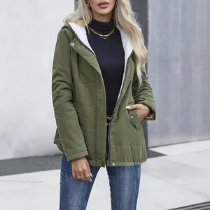 Nouvelle arrivée, manteau d'hiver pour femmes, en coton, à capuche, épais, doublé de fourrure sherpa, matelassé, zippé, parka décontractée, plusieurs couleurs - Product Image 3