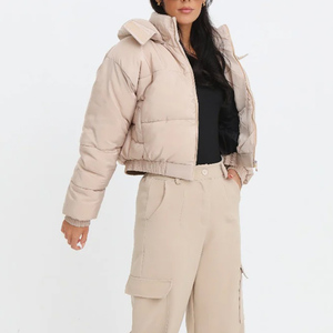 Gilet matelassé court pour femme, chaud d'hiver, col montant, en peau de mouton respirante et viscose, vente en gros - Product Image 3