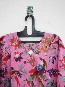 Robe kaftan en coton à imprimé oiseaux faite à la main, tenue de plage indienne, tenue bohème pour festival - Product Image 2
