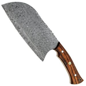 Cuchillos profesionales para cortar carne con hoja rectangular ancha, mango de madera resistente remachado y funda de cuero. - Product Image 2