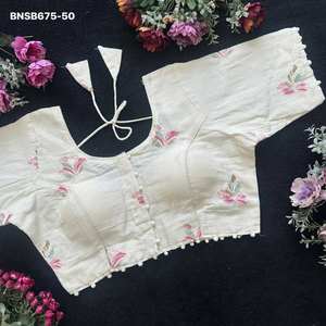 Blusa de Fiesta de Algodón Camric de Primera Calidad con Hilo y Bordado, Diseño Exclusivo, Exportador Indio - Product Image 4