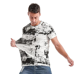 Heavy Border Splatter Grunge Print Crew Neck Men's Tshirt Wholesale Dropshipping Europe Bulk - Product Image 2