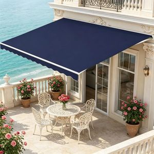 Tenda da Sole Retrattile con Telaio in Alluminio 4M Estensibile Protezione UV Tettoia Antipioggia con Funzione Antivento per Terrazze - Product Image 1