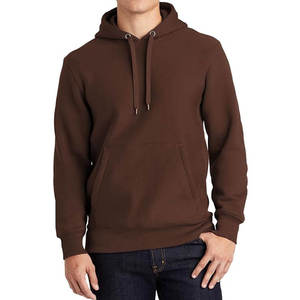 Mens Solid Brown Heavyweight Fleece Pullover <b>Hoodie</b> Long Sleeve Kangaroo Pocket Sweatshirt OEM ODM Wholesale Apparel - Product Image 1