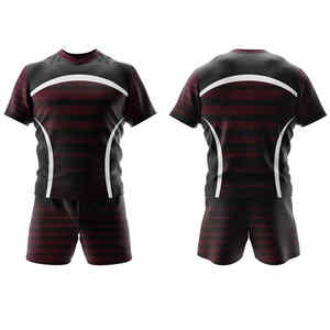 Prix de gros – Ensemble maillot et short de rugby personnalisé à manches courtes – Meilleure vente – Pour hommes et femmes - Product Image 1