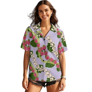 Camisas Hawaianas Aloha con Estampado de Hoja de Monstera, Personalizadas, Tejidas a Mano, al por Mayor, Extra Grandes, para Mujer, Casuales, de Verano, de Manga Corta, con Botones - Product Image 2