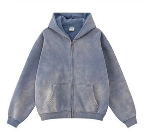 Sweat-shirt épais personnalisé de haute qualité avec logo, fermeture éclair, coupe oversize, pour hommes, veste à capuche unisexe en coton - Product Image 2