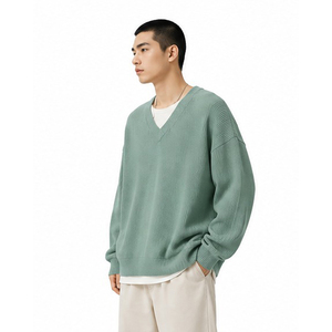 <b>Men's</b> V-Neck Knitted Sweater Solid Color Long Sleeve Acrylic <b>Pullover</b> Autumn Wear Knitted Sweaters Made Pakistan - Product Image 4
