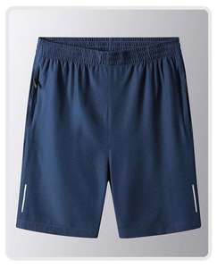Shorts de plage décontractés pour hommes, séchage rapide, légers, respirants, couleur unie, grandes tailles, inspirés de la soie glacée, pour le sport, vente en gros - Product Image 1