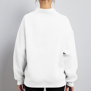 Customizable Oversized Solid Women Mock neck <b>Drop</b> Shoulder Fleece Sweatshirt Breathable Eco Friendly Quick Dry Casual - Product Image 5