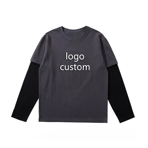 เสื้อยืดแขนยาวผู้ชายแบบสองชั้น สกรีนโลโก้ด้านหน้า ทรงโอเวอร์ไซส์ สไตล์ไฮสตรีท ผลิตตามแบบ OEM ผ้าฝ้าย สำหรับสั่งซื้อจำนวนมาก - Product Image 6