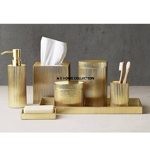 Ensemble de salle de bain moderne et écologique avec finition marbre personnalisée, porte-brosse de toilette et seau de rangement, accessoires, lot de 2 - Product Image 3