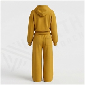 Chándal con capucha de 2 piezas para mujer, sudadera con cremallera frontal de longitud completa y pantalones deportivos, ropa informal holgada para otoño - Product Image 2