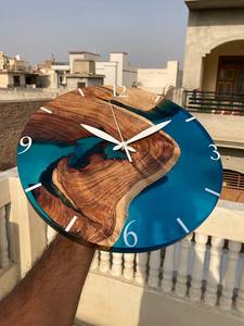 wooden epoxy wall <b>clock</b> custom made epoxy wall <b>clock</b> handmade wall <b>clock</b> resin wall <b>clock</b> in wood - Product Image 2