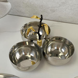 Bol de service double en argent de luxe avec poignée en forme de renne doré, élégant plateau à noix en métal pour la décoration de Noël à la maison - Product Image 6
