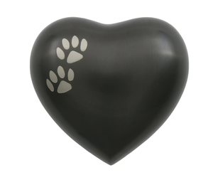 Matte <b>Black</b> <b>Heart</b> Shaped Pet Cremation Urn with Paw Print with stand Memorial Ashes Keepsake for Dogs & Cats - Product Image 2