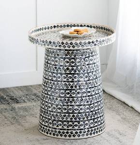Table basse ronde moderne de luxe en nacre Capiz pour chambre à coucher, fournisseur en gros de décoration intérieure Vietnam - Product Image 2