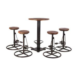 Stylish Modern <b>Round</b> High <b>Bar</b> Coffee <b>Table</b> with Strong Iron Frame for <b>Bar</b> Cafe and Dining Spaces - Product Image 4