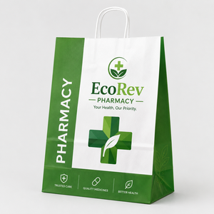 Custom Printed Logo <b>Biodegradable</b> Kraft <b>Paper</b> Bag Twisted Handles Offset Printing Self Adhesive Seal Bottom Gusset Recyclable - Product Image 5