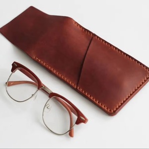 Étui à lunettes en cuir élégant et minimaliste, léger, pour voyage, en cuir véritable, prix d'usine LGC-0162 - Product Image 1