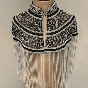 Blusa de Lujo con Flecos Bordados a Mano en Oro y Cuentas, Diseño de Diseñador, con Lentejuelas y Borlas, para Bodas y Espectáculos - Product Image 1