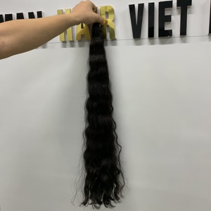 Nouvelle arrivée vente chaude ondulés noir cuticule alignée kératine pointe plate brut noir cheveux humains vietnamiens boucles ondulées - Product Image 6