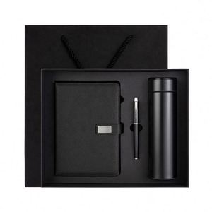 Articles cadeaux promotionnels de luxe en gros, ensemble cadeau personnalisable avec thermos, carnet, stylo et bouteille - Product Image 1