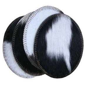 Cowhide Leather Coasters for Drinks with Holder Round Leather Coasters <b>Set</b> of 4 Cups <b>Mugs</b> Mat Pad for Home Kitchen Bar Coasters - Product Image 4