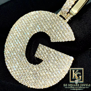 Pendentif lettre G en argent sterling plaqué or, serti de moissanite, style hip-hop, pour soirée - Product Image 3