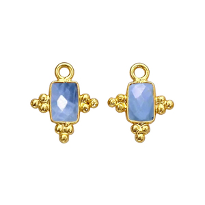 Blue <b>Opal</b> 5x3mm Rectangle Bezel Charms Handmade Fancy Bezel Pendants Gold Plated Birthstone Jewelry <b>Earring</b> Making Suppliers - Product Image 1