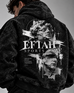 Sweat à capuche noir oversize délavé pour homme, imprimé statue grecque au dos, streetwear, pull, prix de gros personnalisé, prix abordable, OEM - Product Image 5