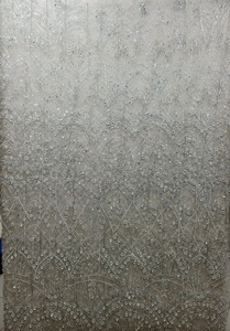 Elegant Handmade Eco-Friendly Traditional Beaded <b>Sequin</b> Embroidered Tulle Lace Fabric Floral Pattern for Dress - Product Image 4