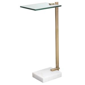 Elegante Mesa Auxiliar con Pedestal y Base de Anillo Estable, Mesa Lateral Compacta de Lujo con Base Cilíndrica para Bares - Product Image 4