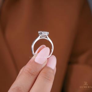 2.15CT Premium Emerald Cut Lab Grown Diamond Engagement <b>Ring</b> with <b>Plain</b> Gold Band Solitaire Wedding <b>Ring</b> for Women - Product Image 6