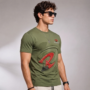 Camiseta de Hombre con Estampado Puff, Algodón Suave, Cuello Redondo Informal, Ligera, Transpirable, Diseño Gráfico Elegante, Ajuste Cómodo para el Día a Día - Product Image 6