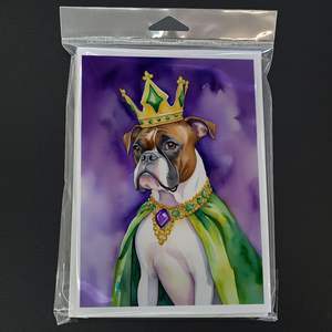 Boxer King of Mardi Gras Whimsical A7 Tarjetas de felicitación en blanco Paquete de 8 con sobres 5x7 Tamaño de nota - Product Image 3