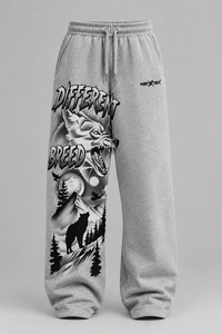 Pantalon de survêtement gris pour homme, motif loup de différentes races, décontracté, avec cordon de serrage, en maille mi-épaisse, respirant, longueur intégrale - Product Image 2