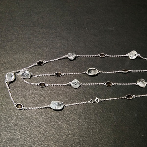 Collier superposé fait main en argent sterling 925, style bohème, avec diamant Herkimer naturel brut, quartz fumé et pierres précieuses en cristal - Product Image 4