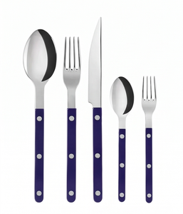 Ensemble de couverts modernes avec manches bleus, couteau, fourchette, cuillère en acier inoxydable, compatibles lave-vaisselle, pour utilisation sur table de mariage - Product Image 1