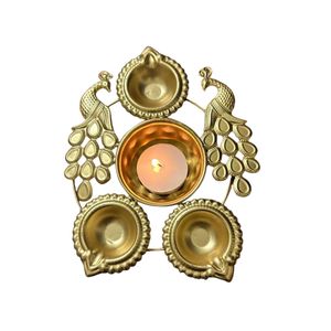 ชุดชามโลตัสโลหะสีทองลายตอกแบบหรูหรา สำหรับตกแต่งเทศกาลแบบอินเดียดั้งเดิม ชามใส่ดอกไม้ลอยน้ำและตะเกียงไดย่าสำหรับตกแต่งบ้าน - Product Image 5
